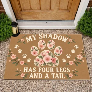 Cherry Blossom Paw and Pet Quote for Dog Lovers, Cozy Home Entryways and Springtime Doormat
