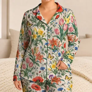 Watercolor Wildflowers And Garden Blooms For Cozy Evenings And Relaxed Mornings Satin Pajamas Set