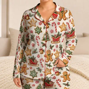 Christmas Gingerbread Cookies and Holiday Treats for Cozy Winter Nights and Gifting Satin Pajamas Set