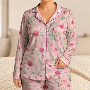 Pink Watercolor Daisies for Dreamy Summer Nights and Sweet Baby Girl Gift Giving Satin Pajamas Set
