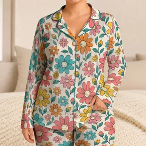 Colorful Daisy Wildflowers for Cheerful Summer Nights and Cozy Family Evenings Satin Pajamas Set