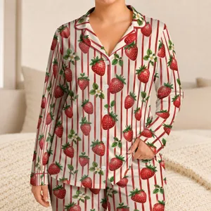 Strawberry Red Stripes for Sweet Summer Bedtime and Girls’ Cozy Nights Satin Pajamas Set