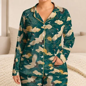 Ivory Cranes And Golden Clouds For Coastal Getaways And Relaxed Resort Living Men Satin Pajamas Set