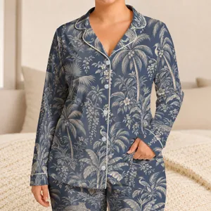 Ivory Palm Trees and Jungle Wildlife for Relaxed Coastal Getaways and Island Escapes Satin Pajamas Set