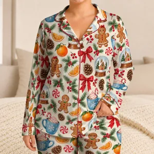 Christmas Cocoa Treats for Cozy Holiday Evenings and Sweet Seasonal Home Lounging Satin Pajamas Set