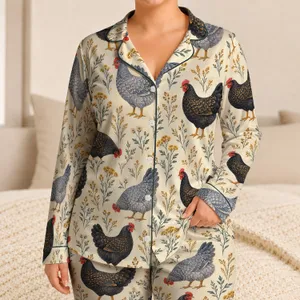 Pastoral Speckled Hens and Meadow Sprigs for Cozy Country Mornings and Cottage Living Satin Pajamas Set