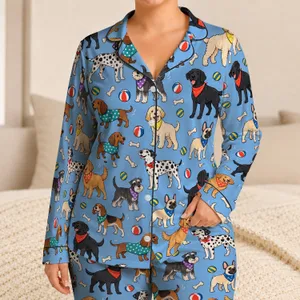 Playful Dogs and Colorful Toys for Cozy Lounging and Relaxed Evenings Satin Pajamas Set