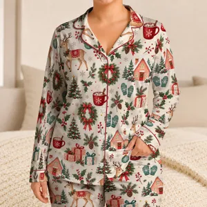 Christmas Deer and Cozy Holiday Gifts for Cheerful Festive Winter Mornings at Home Satin Pajamas Set