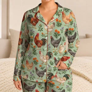 Farmhouse Chickens and Roosters for a Cheerful Easter Springtime Gift Satin Pajamas Set