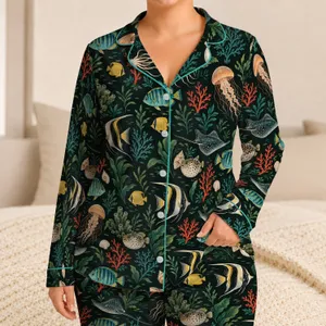 Tropical Reef Fish And Sea Life For Relaxed Coastal Getaways And Beach Escapes Satin Pajamas Set