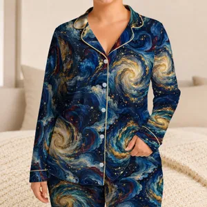 Swirling Midnight Sky Art for Relaxing Summer Evenings and Coastal Getaways Satin Pajamas Set