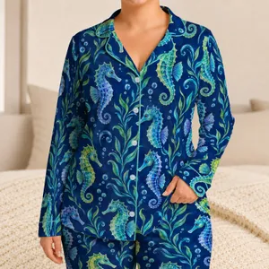 Colorful Seahorse Ocean Tones for Tropical Getaways and Relaxed Coastal Living Satin Pajamas Set