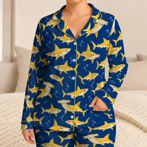 Golden Hammerhead Sharks for Sunny Coastal Getaways and Relaxed Summer Days for Men Satin Pajamas Set