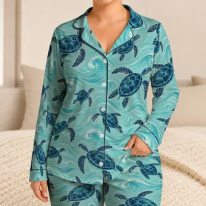 Sea Turtle Ocean Waves for Relaxed Coastal Getaways and Beachside Escapes Satin Pajamas Set