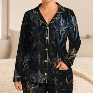 Armored Fantasy Mask Motifs For Bold Lounge Style And Weekend Relaxation Satin Pajamas Set