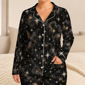 Midnight Stars And Amber Smoke For Party Nights And Cozy Lounging Gifts For Him Satin Pajamas Set