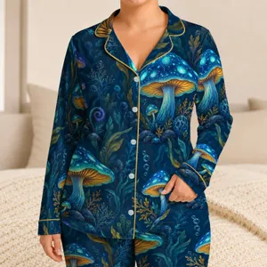 Glowing Deep Sea Mushrooms for Dreamy Summer Nights and Cozy Gifts for Boys and Kids Satin Pajamas Set