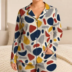 Abstract Colorful Confetti Shapes for Relaxed Weekend Lounging and Cozy Gift Giving Satin Pajamas Set