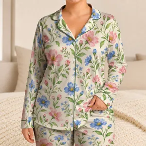 Watercolor Pink And Blue Wildflowers For Relaxed Everyday Lounging And Cozy Evenings Satin Pajamas Set