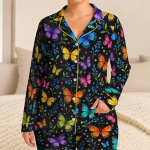 Colorful Butterfly and Confetti Motifs for Cheerful Relaxing Evenings at Home Satin Pajamas Set