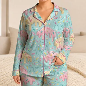Pastel Candy Sprinkles for Sweet Spring Lounging and Cheerful Everyday Comfort Style Satin Pajamas Set