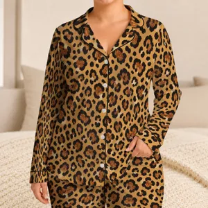 Classic Leopard Spots for Cozy Nights and Relaxed Everyday Lounging at Home for Women Satin Pajamas Set