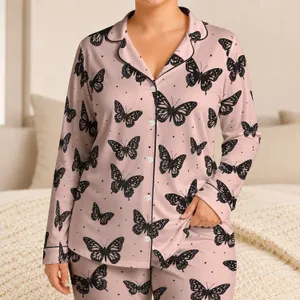 Midnight Butterfly Silhouettes for Dreamy Balletcore Lounging and Cozy Evenings Satin Pajamas Set