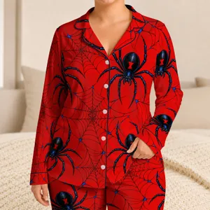 Black Widow Spiders for Cozy Nights and Spooky Season Gifts Satin Pajamas Set