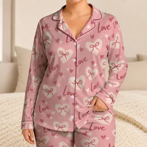 Blush Pink Love Hearts for Cozy Valentine Evenings and Sweet Everyday Lounging Gifts Satin Pajamas Set