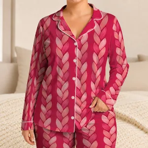 Soft Pink Braided Texture for Cozy Lounging and Relaxed Evenings at Home for Her Satin Pajamas Set
