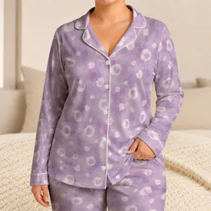 Lavender Watercolor Spots for Calm Weekend Lounging and Cozy Nighttime Comfort at Home Satin Pajamas Set