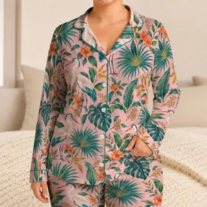 Tropical Crane and Palm Garden for a Relaxing Coastal Getaway Satin Pajamas Set