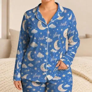 Moon And Crescent Night Sky Motifs For Cozy Bedtime Dreams And Relaxed Evenings Satin Pajamas Set