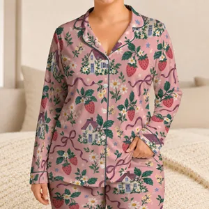 Strawberry Cottage Garden Charm for Cozy Evenings and Whimsical Home Living Satin Pajamas Set