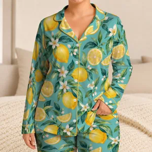 Lemon Citrus Watercolor Style for Relaxed Summer Lounging and Thoughtful Gift Giving Satin Pajamas Set