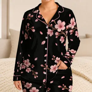 Pink Cherry Blossoms and Branches for Calm Spring Evenings and Nature Lovers Gift Satin Pajamas Set