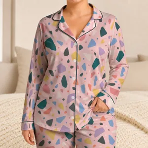 Pastel Terrazzo Confetti for Cozy Weekends and Relaxed At-Home Lounging Gifts Satin Pajamas Set