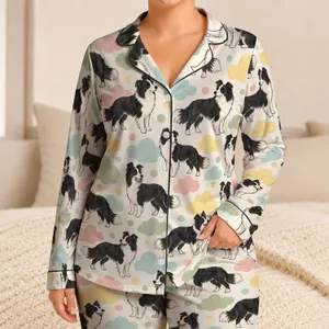 Border Collie Clouds for Cozy Evenings and Relaxed Days for Dog Lovers and Pet Parents Satin Pajamas Set