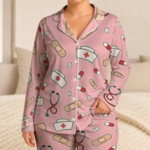 Nurse Cap Stethoscope Bandage Healthcare Gift for Nurses Doctors and Medical Families Satin Pajamas Set