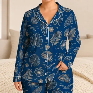 Tropical Monstera Palm Leaf Coastal Botanical Lounge Style for Resort Getaways and Travel Satin Pajamas Set