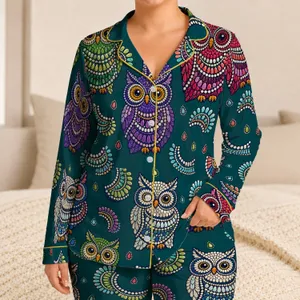 Colorful Mosaic Owls For Cozy Sleepwear And Lounge Lovers Satin Pajamas Set