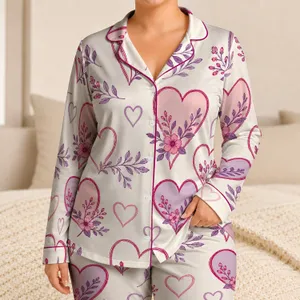 Vintage Floral Hearts for Romantic Lounging and Thoughtful Valentine Gifts for Women Satin Pajamas Set