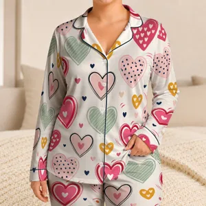 Hand Drawn Pink Heart Doodles for Valentine Sleepwear and Cozy Lounge Lovers Gift Satin Pajamas Set