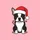 Kids' Whimsical Black White Boston Terrier Puppy Red Santa Hat Striped Candy Cane Christmas Art Sweatshirt - 2