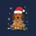 Dachshund Owners' Whimsical Brown Dog Red Santa Hat Tangled Christmas Light Pattern Sweatshirt - 2