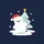 Holiday Enthusiasts' Cute Polar Bear Red Santa Hat Snowy Scene Icy Blue-Grey Christmas Tree Red-Orange Ornaments Sweatshirt - 2