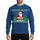 Adult Holiday Humor Enthusiasts Comical Santa Chimney Scene with Bare Legs, Pixel Art Snowflakes, and Red Green Zigzag Borders Sweatshirt - 1
