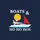 Boating Christmas Enthusiasts' Festive Nautical White Yacht Red Sail Santa Blue Water Yellow Sun 'BOATS & HO HO HOS' Text Sweatshirt - 2