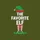 Christmas Families' Whimsical Green Elf Hat, Red White Striped Legs & 'THE FAVORITE ELF' White Text Sweatshirt - 2