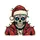 Edgy Holiday Style Distressed Comic Art Sugar Skull Santa Hat Electric Blue Eyes Teal Crimson Christmas Lights Sweatshirt - 2